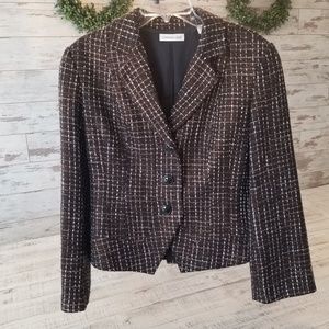 Coldwater Creek Brown Gold Tweed Button Jacket